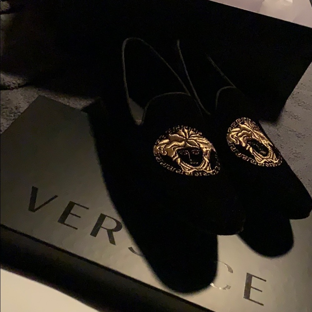 Versace Medusa Head Velvet Loafers